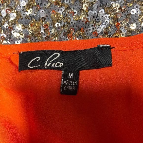 C. Luce Orange & Sequin Bottom Dress - Picture 5 of 7